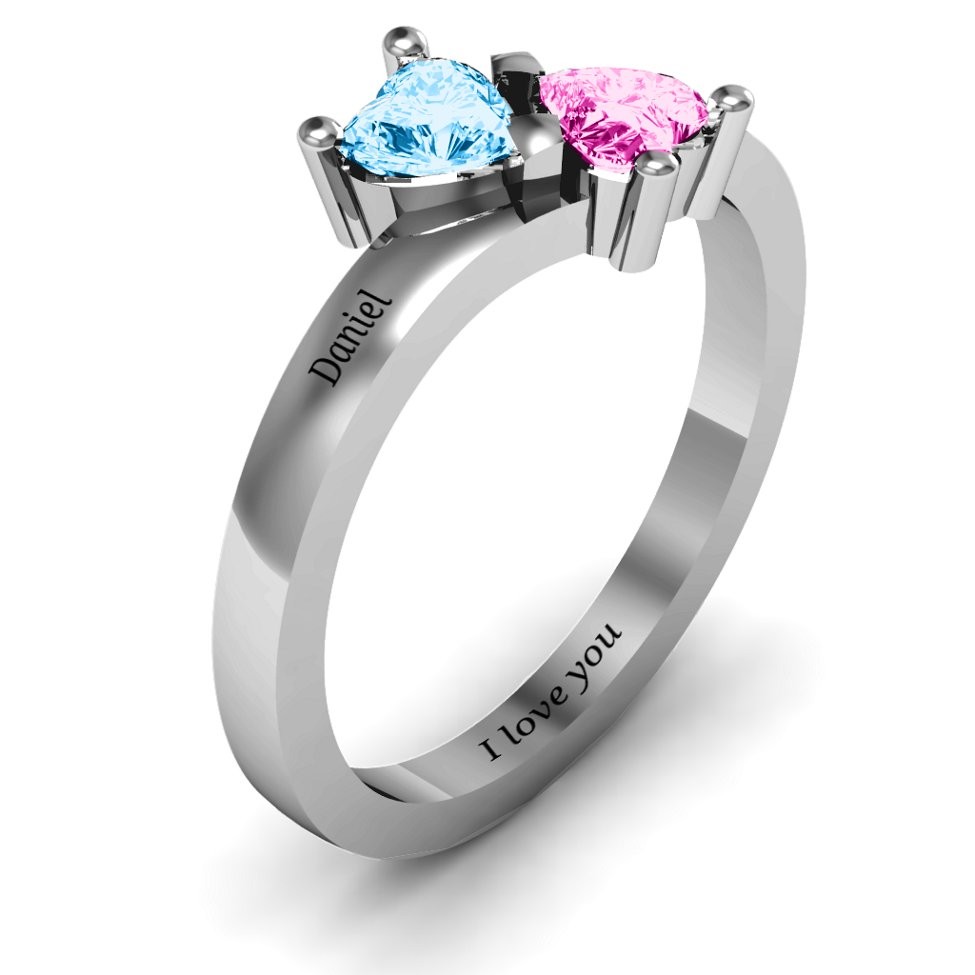 S925 Sterling Silver Personalised Engraved Promise Ring With Birthstone