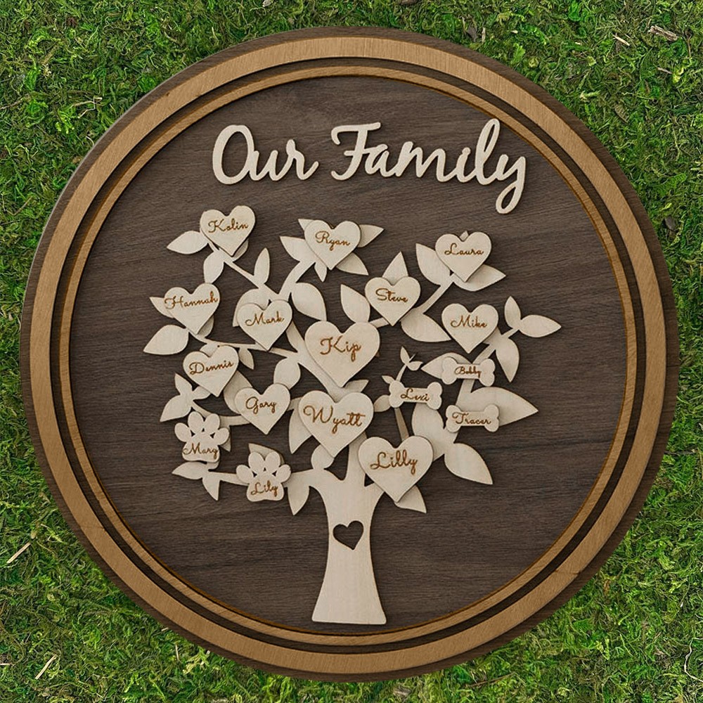 Personalised Wood Family Tree Sign with Kids Names Home Decor Wall Art Gift Ideas for Grandma Mum Adoption Gift Anniversary Gifts