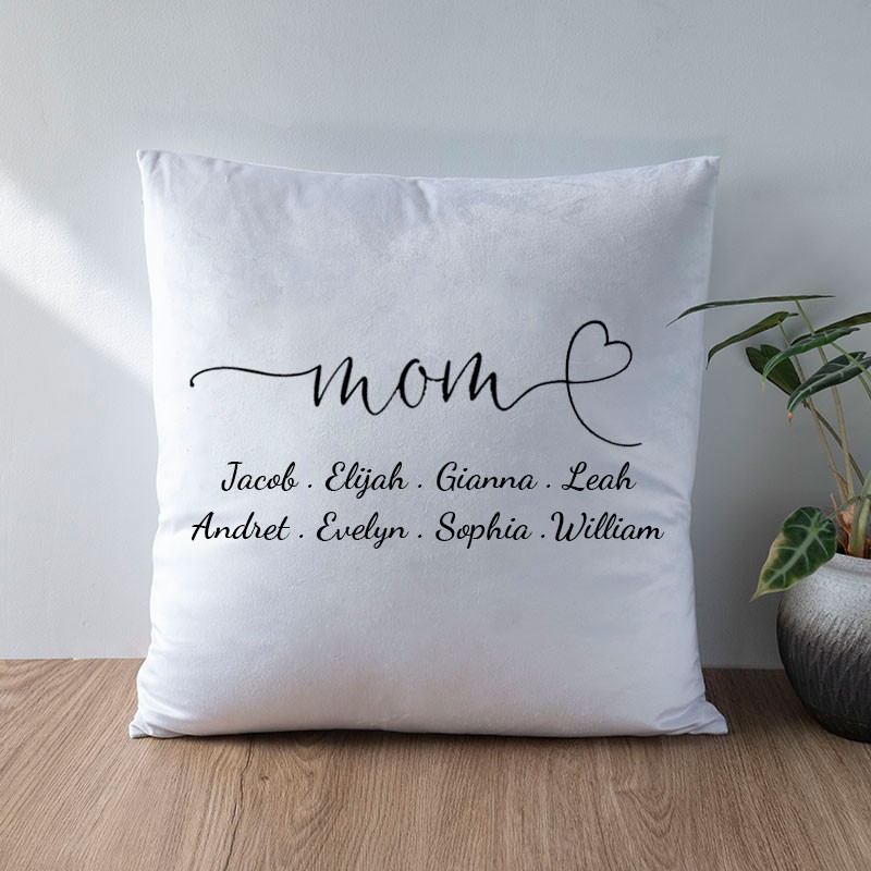 Personalised Engraving 1-20 Kids Names Family Pillow Mother's Day Gift