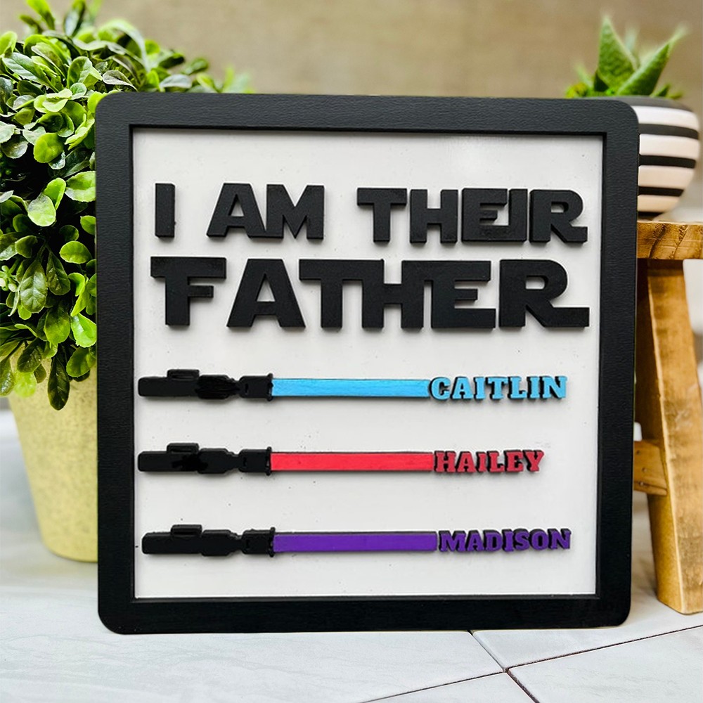 Personalised I Am Their Father Wooden Frame Meaningful Sign For Dad Gift for Father's Day