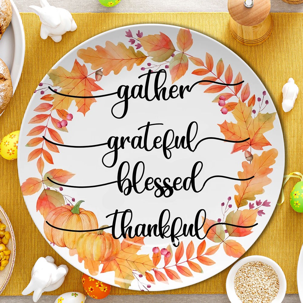 Personalised Thanksgiving Fall Bless Family Platter