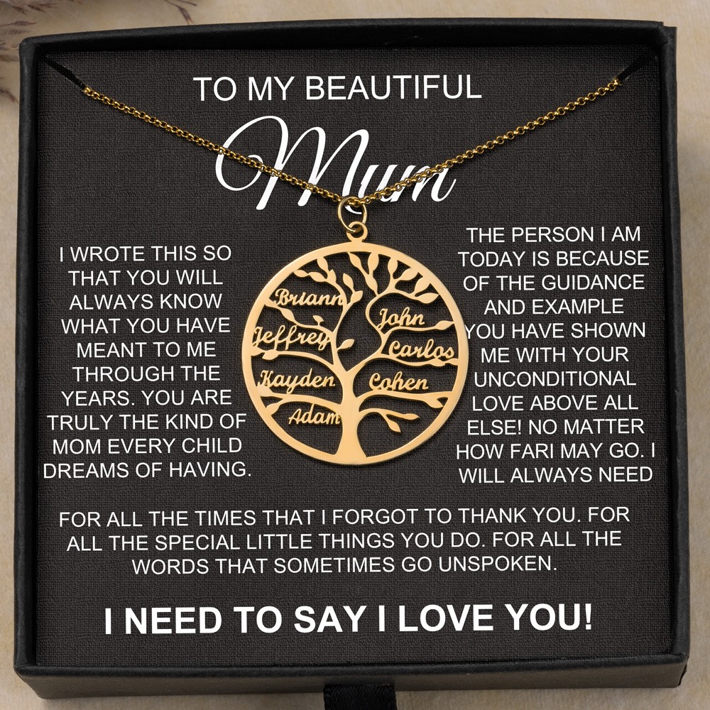 Personalised To My Beautiful Mum Tree of Life Family Necklace With 1-9 Kids Names Unique Gift To Mum From Kids Birthday Gift For Grandma Special Mother's Day Gift Ideas