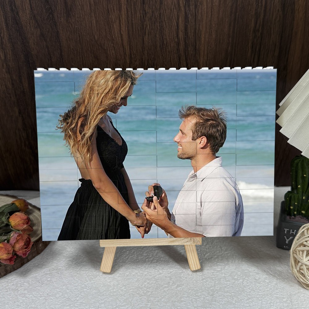 Personalised Rectangle Shape Photo Block Building Puzzle Engagement Gifts Vakentine's Day Gift Ideas for Couple