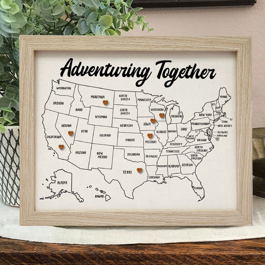 Personalised Push Pin USA Adventure Travel Map Keepsake Gifts for Soulmate Valentine's Day Gift Ideas Anniversary Gifts