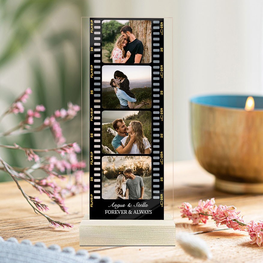 Personalised Memory Film Photo Acrylic Plaque Valentine Day Gifts For Him Anniversary Gift Ideas for Wife