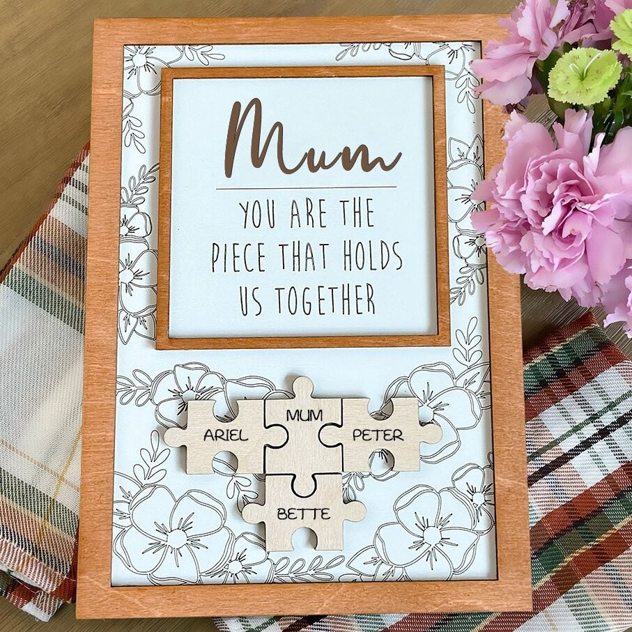 Personalised Wooden Puzzle Names Sign Love Gift Ideas for Mum Grandma Mother's Day Gift