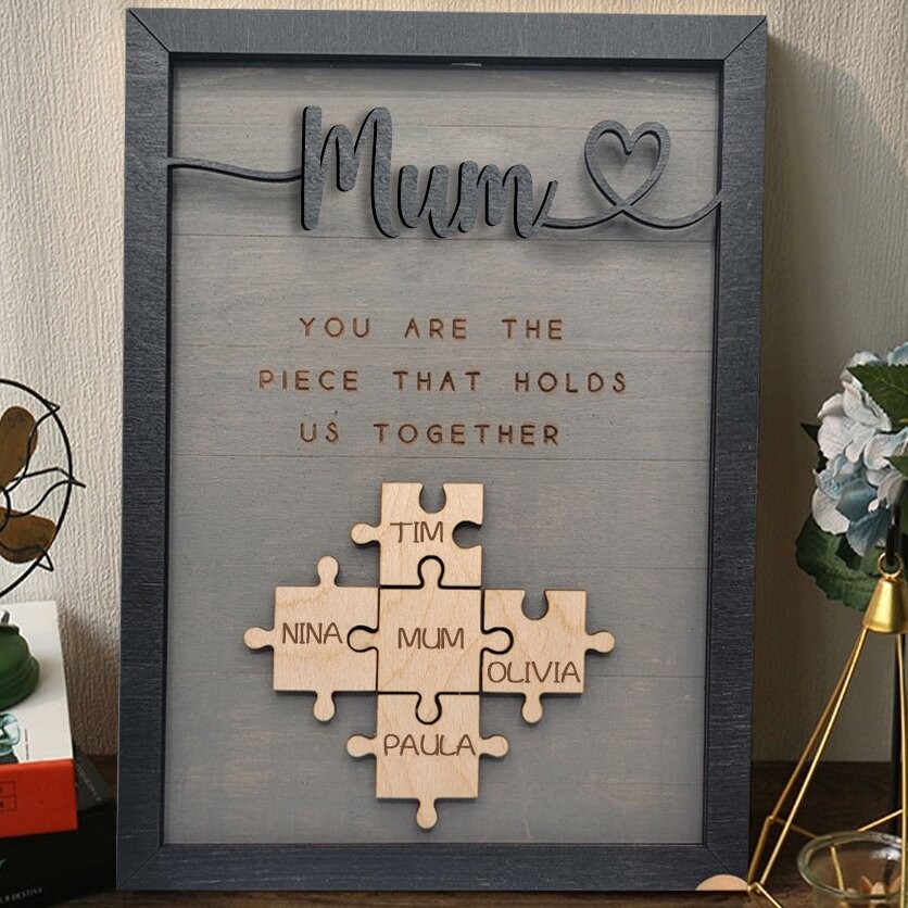 Personalised Mum Handmade Wooden Names Puzzle Frame Sign Love Gift For Mum Grandma Mother's Day Gift