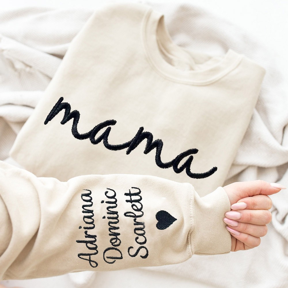 Personalised Mama Embroidered Sweatshirt Hoodie With kids Names Unique Baby Shower Gift For New Mum Mother's Day Gift Ideas