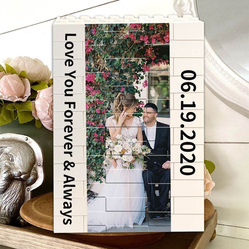 Personalised Engraved Building Brick Photo Block Puzzle Valentine's Day Gift for Soulmate Anniversary GIfts