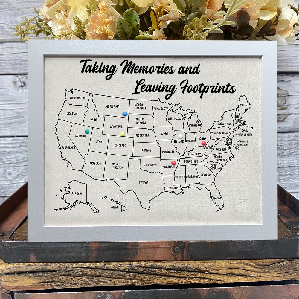 Personalised USA Travel Map Frame with Push Pins Gift Ideas for Her Valentine's Day Gifts for Couple Anniversary Gifts