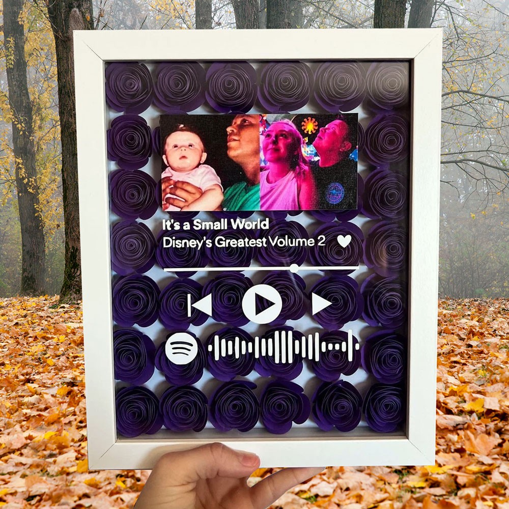 Personalised Spotify Flower Shadow Box for Anniversary Valentine's Day