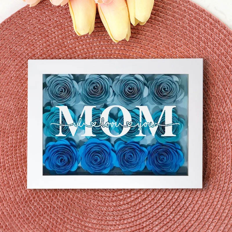 Mum I Love You Paper Flower Shadow Box Gift for Mum Grandma