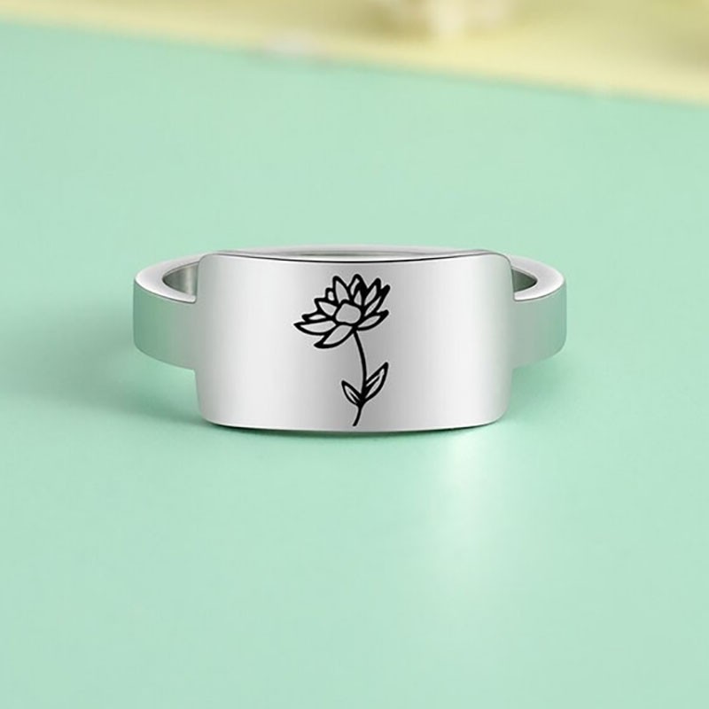 Personalised Birth Flower Ring 1-4 Birthflower