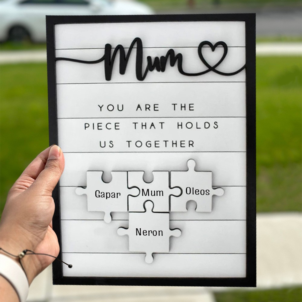 Personalised Handmade Puzzle Pieces Frame With Kids Names Gift Ideas For Mum Grandma Mother's Day Gift