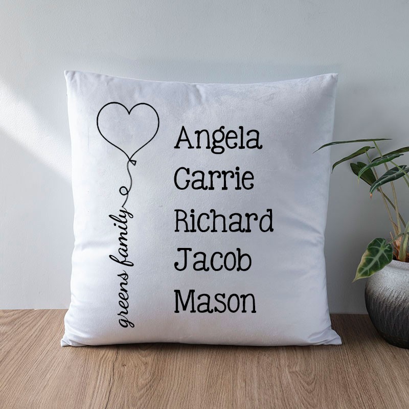 Personalised Engraving 1-20 Kids Names Family Pillow