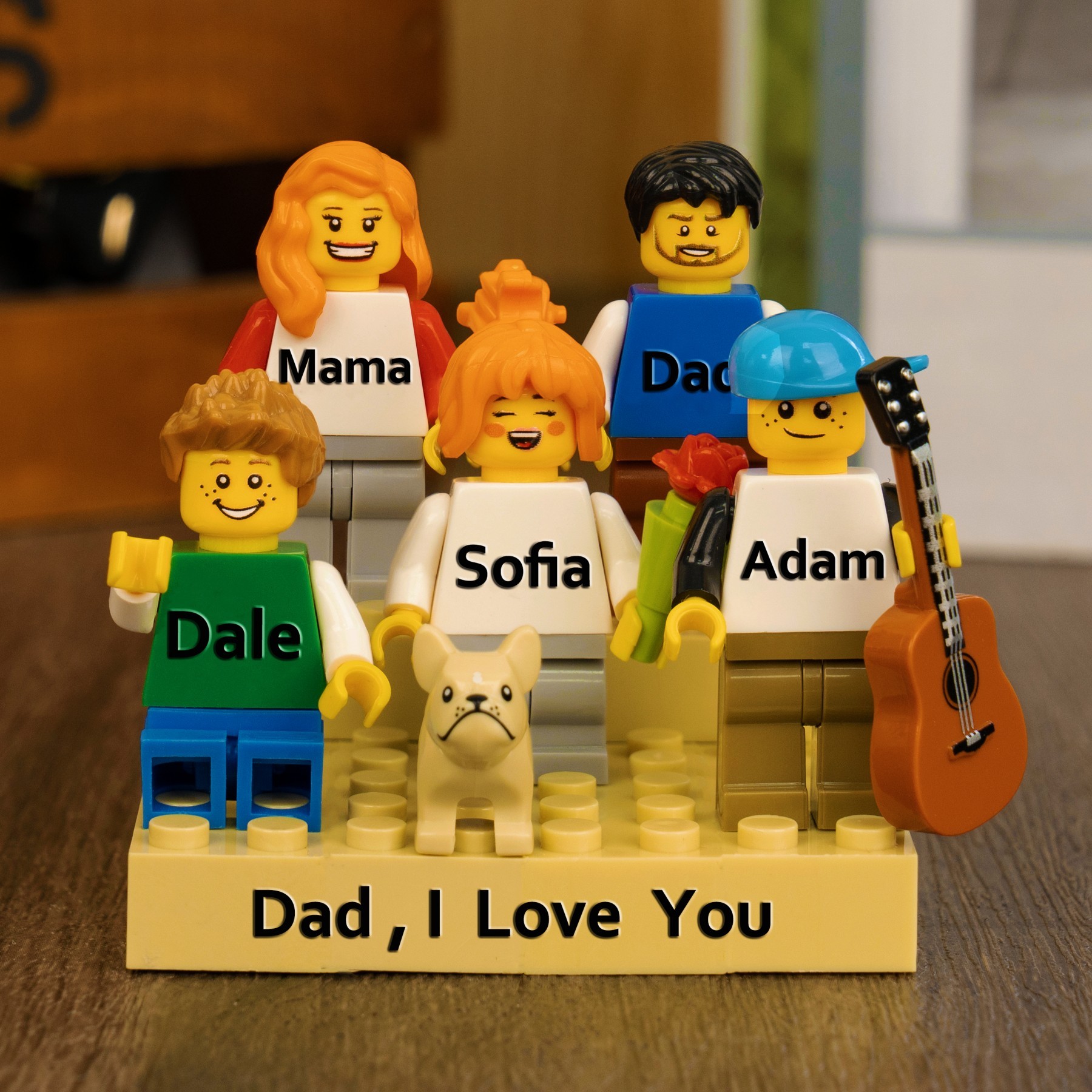 Personalised Family Tiny Figure with Brick For Father's Day Gift