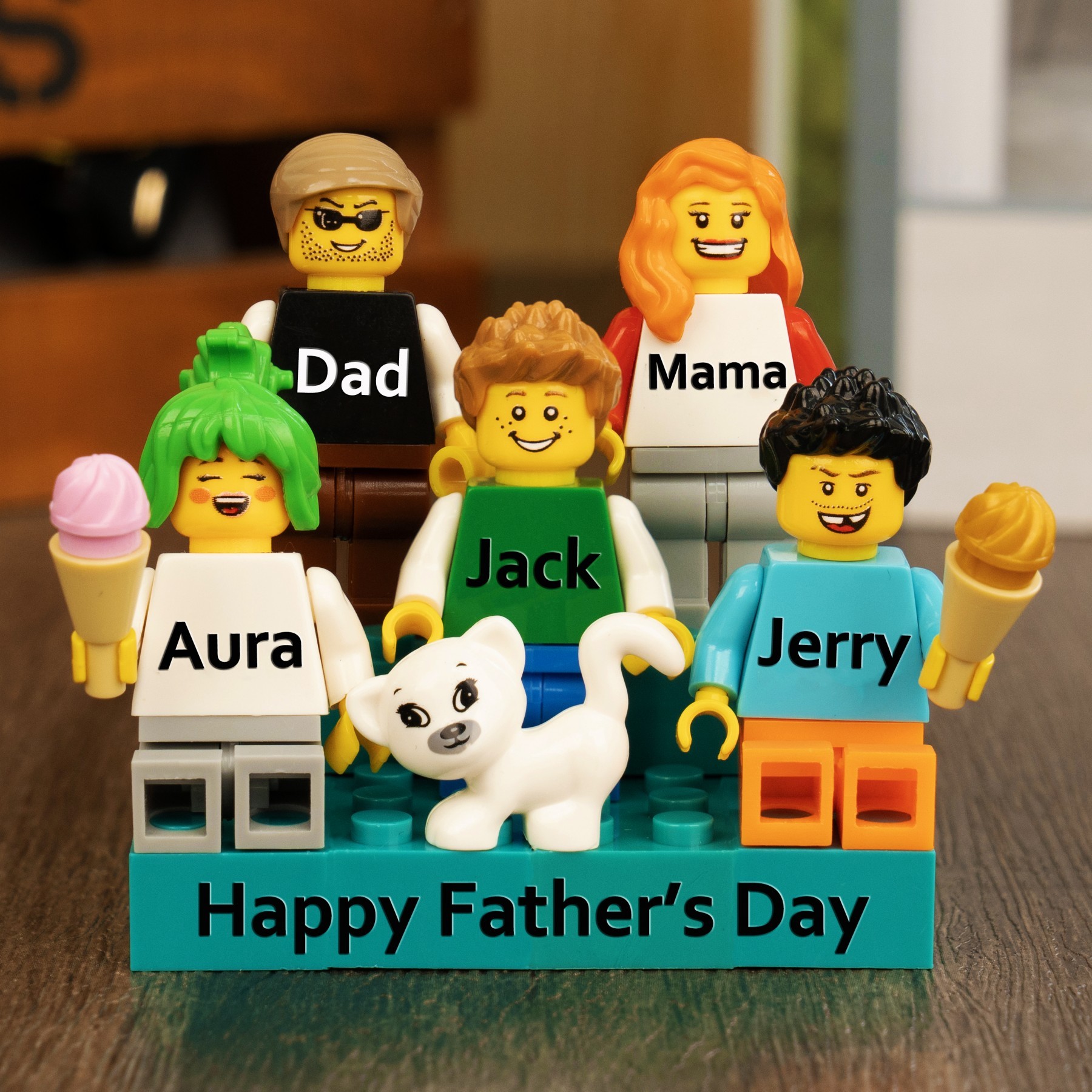 Personalised Family Tiny Figure with Brick For Father's Day Gift