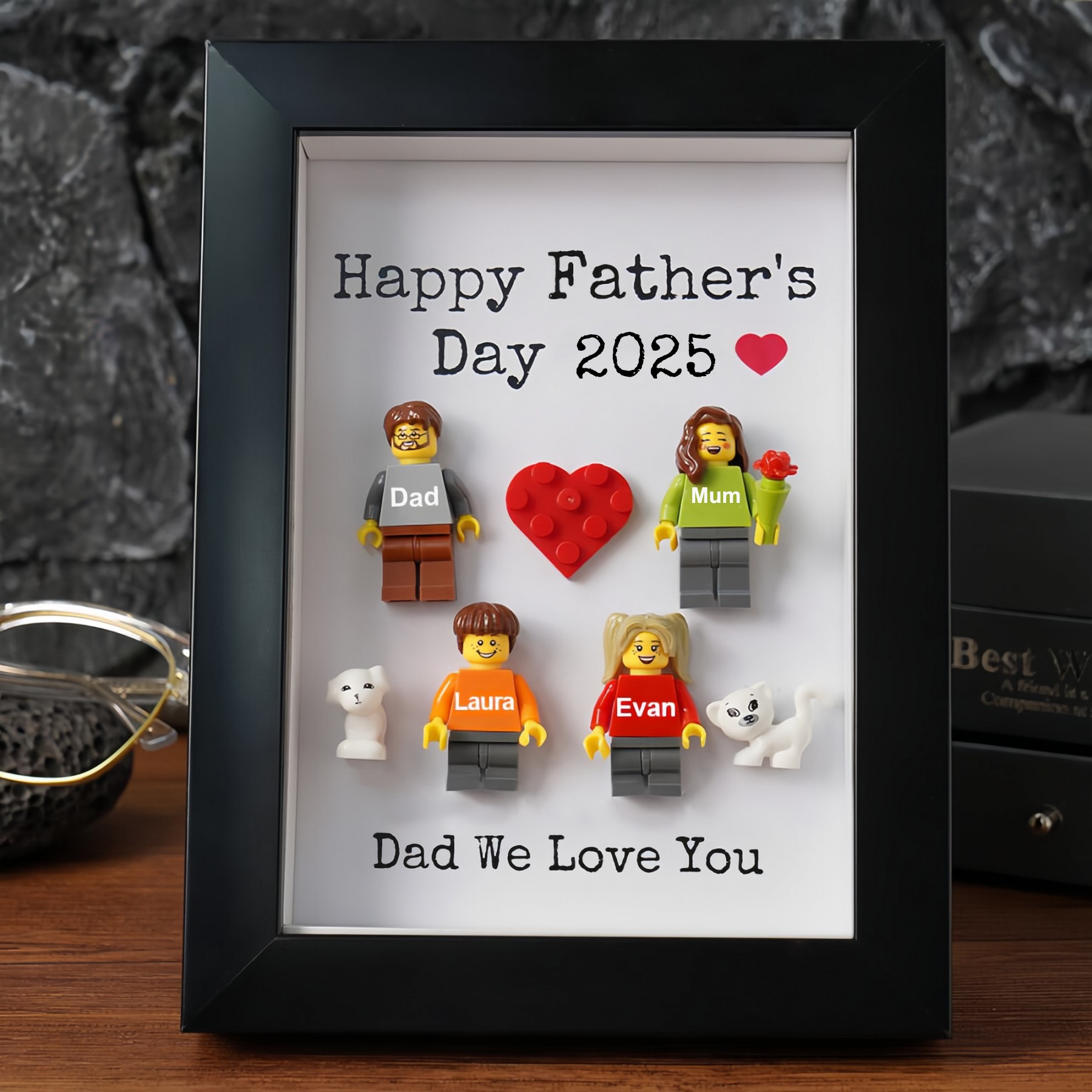 Personalised Family Tiny Figure Frame For Father's Day Gift