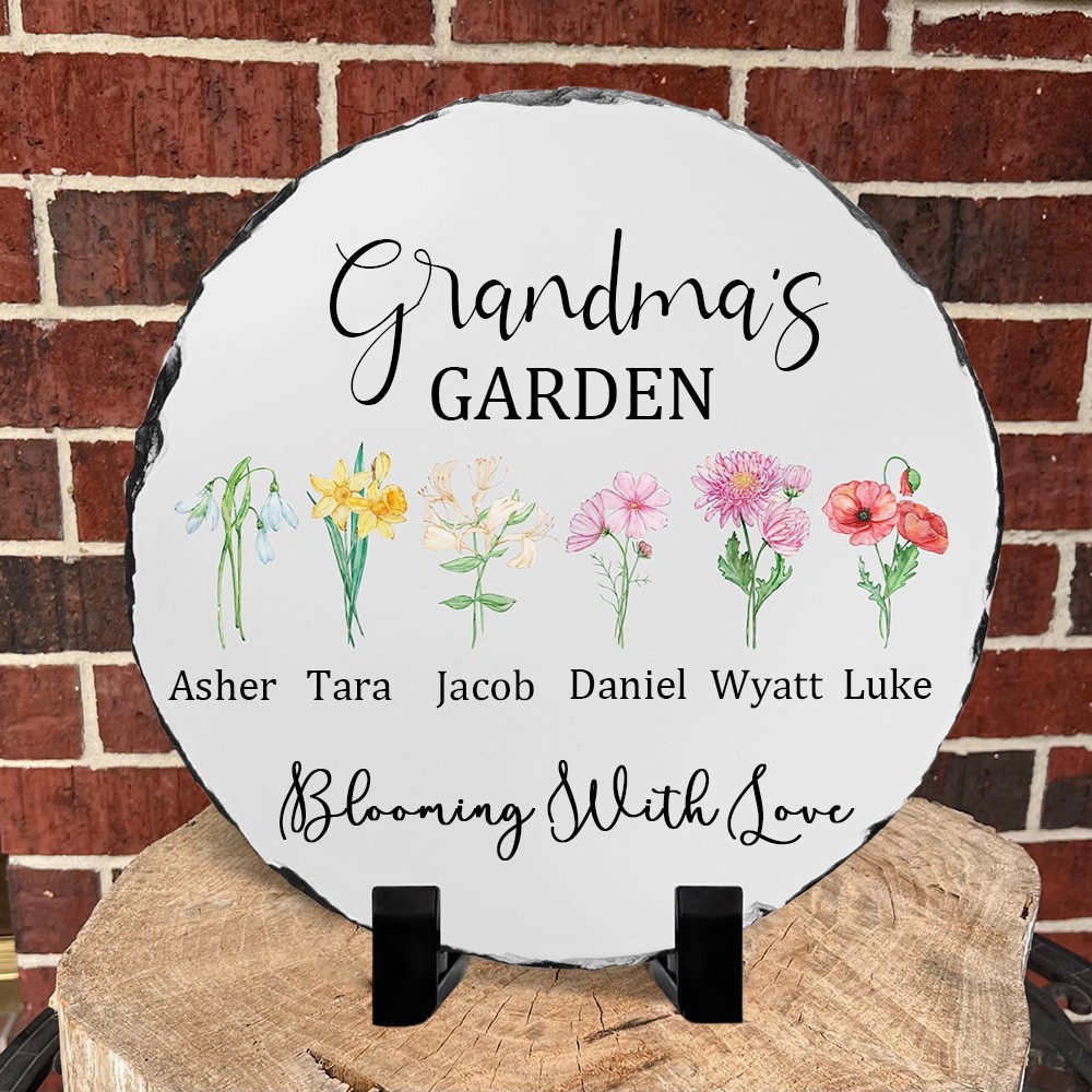Personalised Grandma's Garden Blooming with Love Birth Flower Plaque Family Keepsake Gifts for Grandma Mum