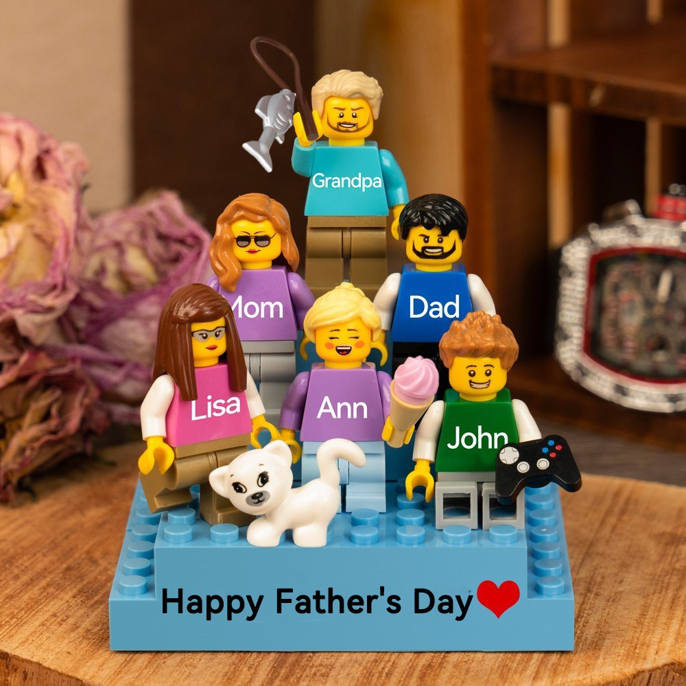 Personalised Family Tiny Figure with Brick For Father's Day Gift