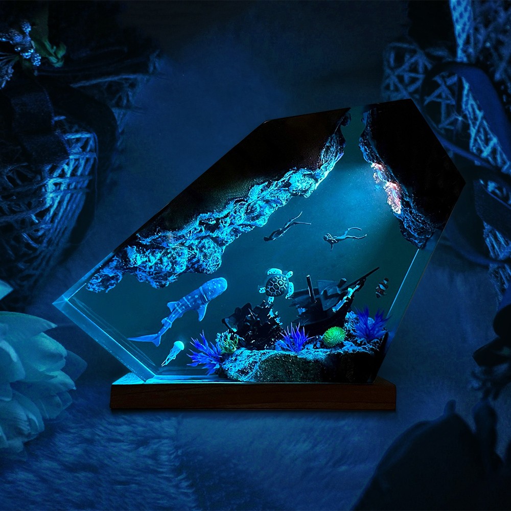 Epoxy Ocean Night Light Resin Wood Lamp Birthday Gifts