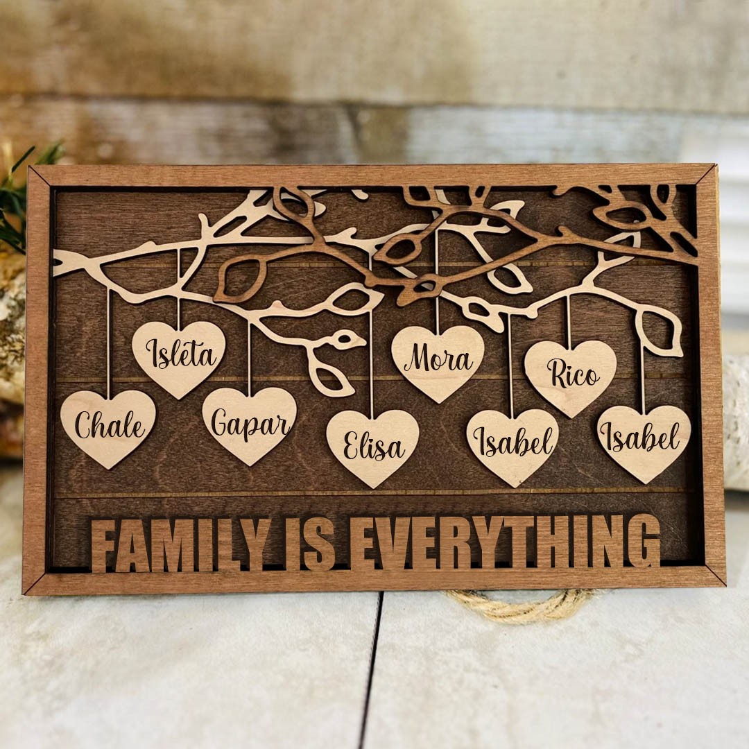 Personalised Family Hanging Hearts Frame Sign New Mum Gift Custom Gift for Mum Grandma