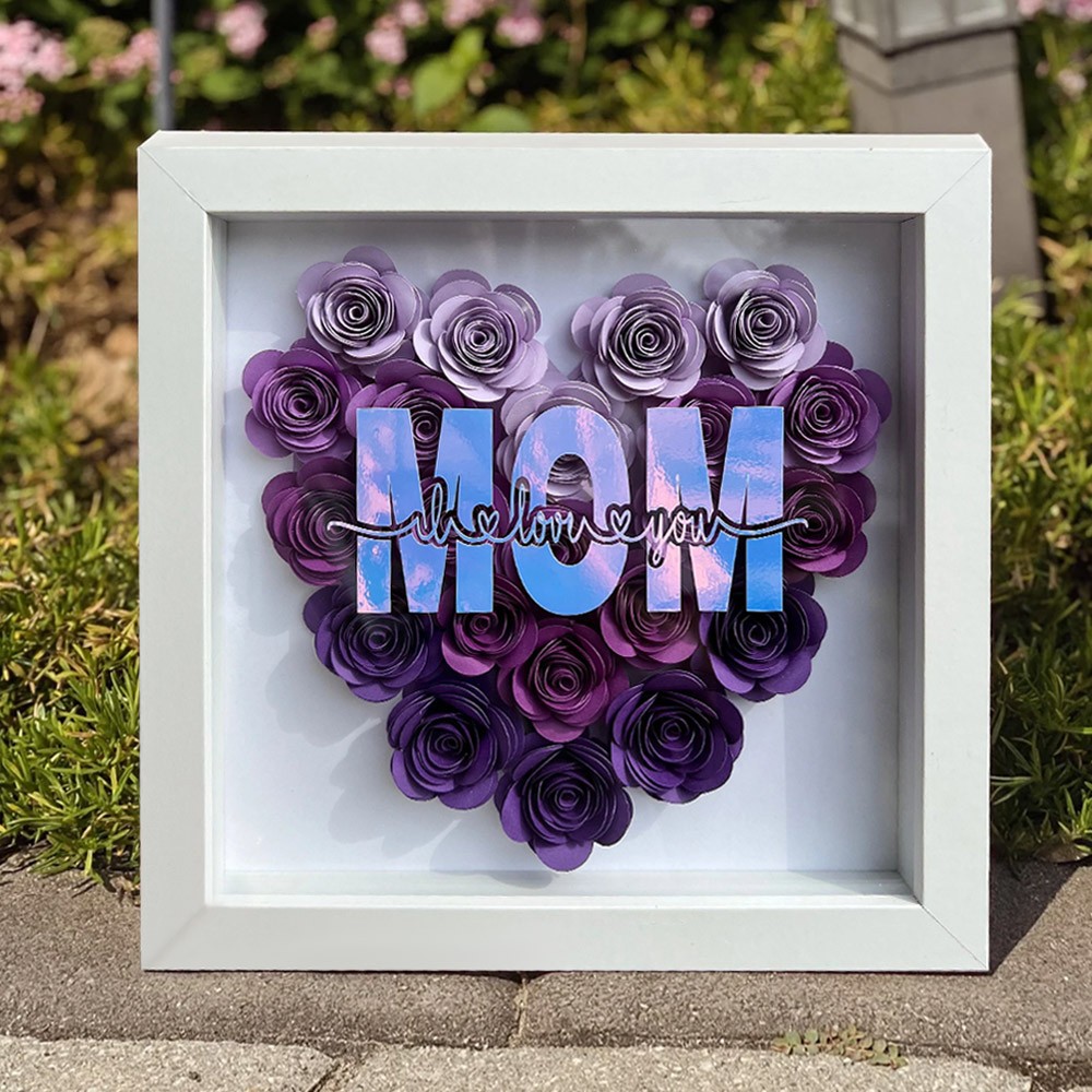 Personalised Heart Flower Shadow Box Love Gift Ideas for Mum Birthday Gifts for Her 