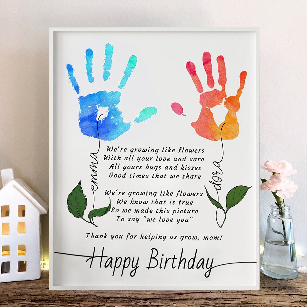 Personalised DIY Birthday Handprint Frame Unique Gifts for Mum Grandma Birthday Gift Ideas