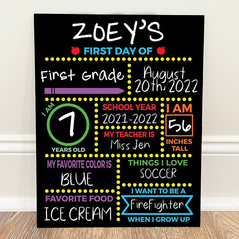 Personalised First Day of School Sign Reusable Chalkboard