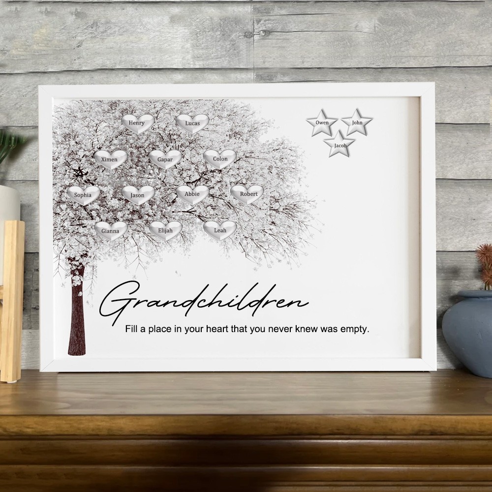 Personalised Family Tree Frame with Grandkids Names Gift Ideas for Grandma Christmas Gifts for Mum