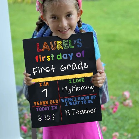 Personalised First Day of School Sign Reusable Chalkboard