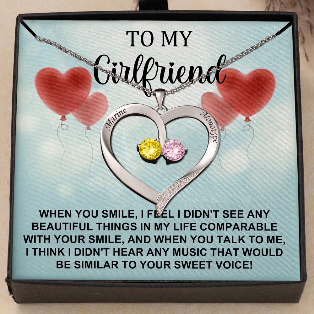 Personalised To My Girlfriend Heart Name Necklace Love Gift Ideas for Girlfriend Birthday Gifts Christmas Gifts