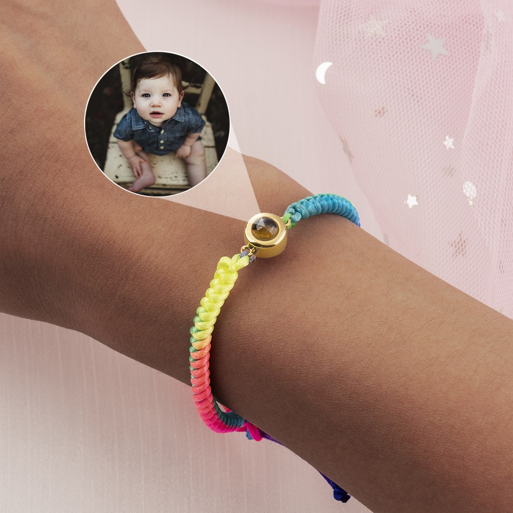 Personalised Braided Rope Baby Photo Projection Bracelet