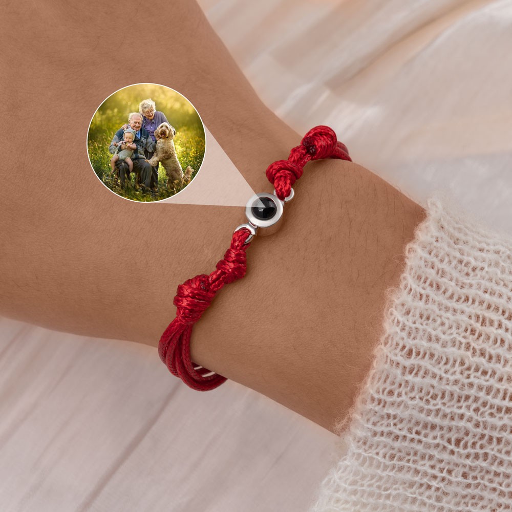 Personalised Braided Rope Memorial Photo Projection Bracelet for Mum, Grandma