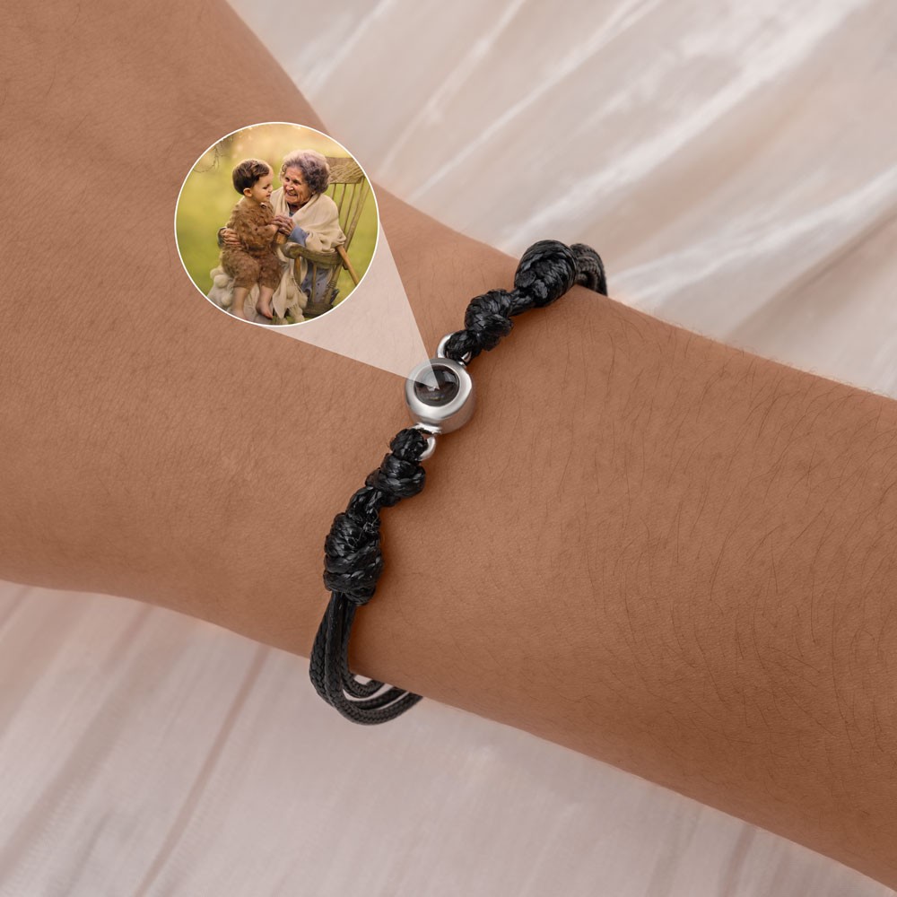 Personalised Braided Rope Memorial Photo Projection Bracelet for Mum, Grandma