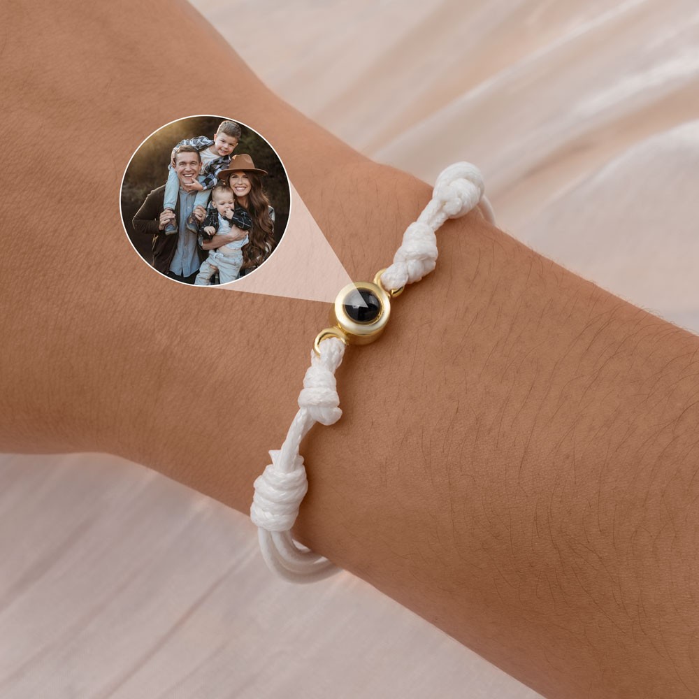 Personalised Braided Rope Memorial Photo Projection Bracelet for Mum, Grandma