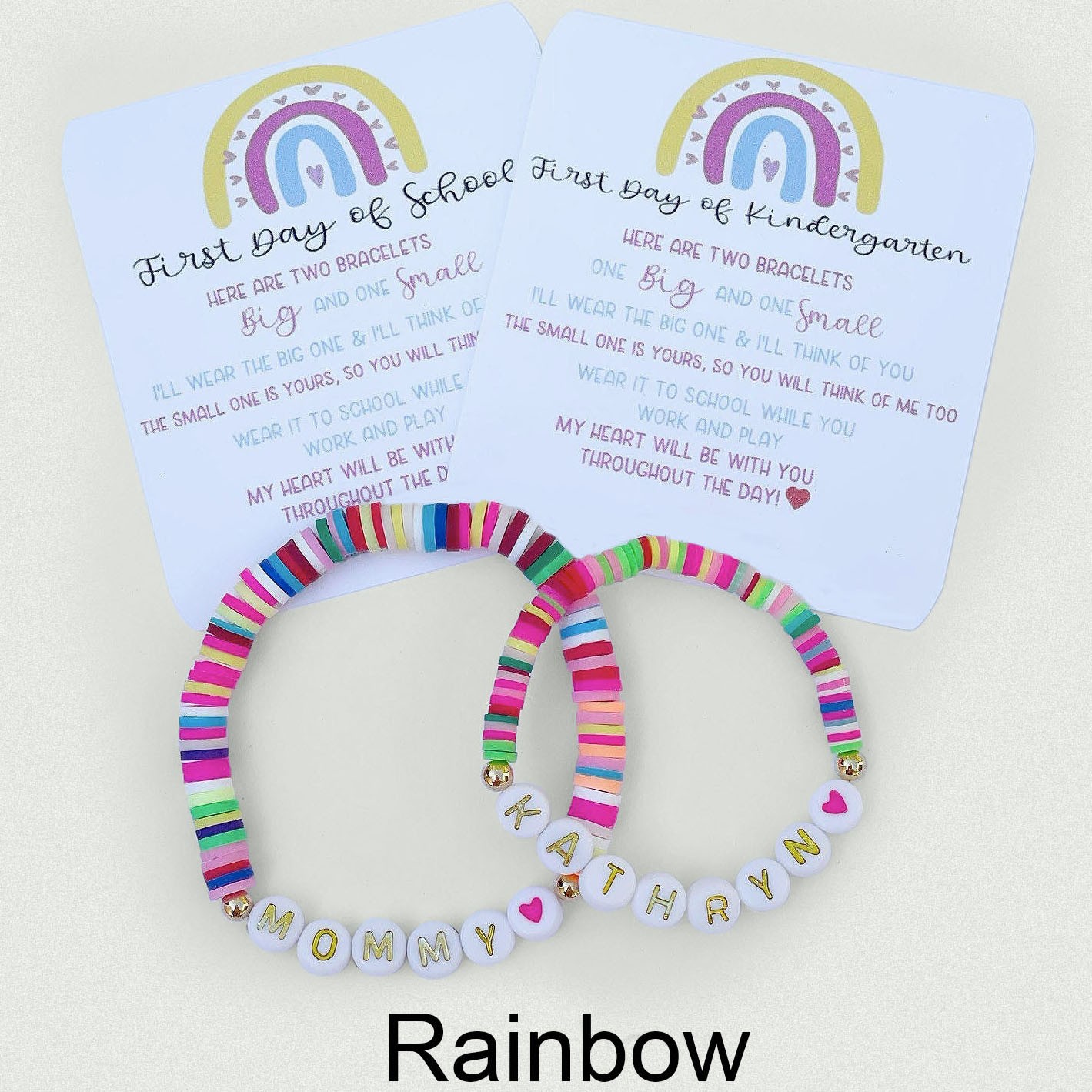 First day of School/Kindergarten/Preschool Mama & Mini Personalised Bracelet Set