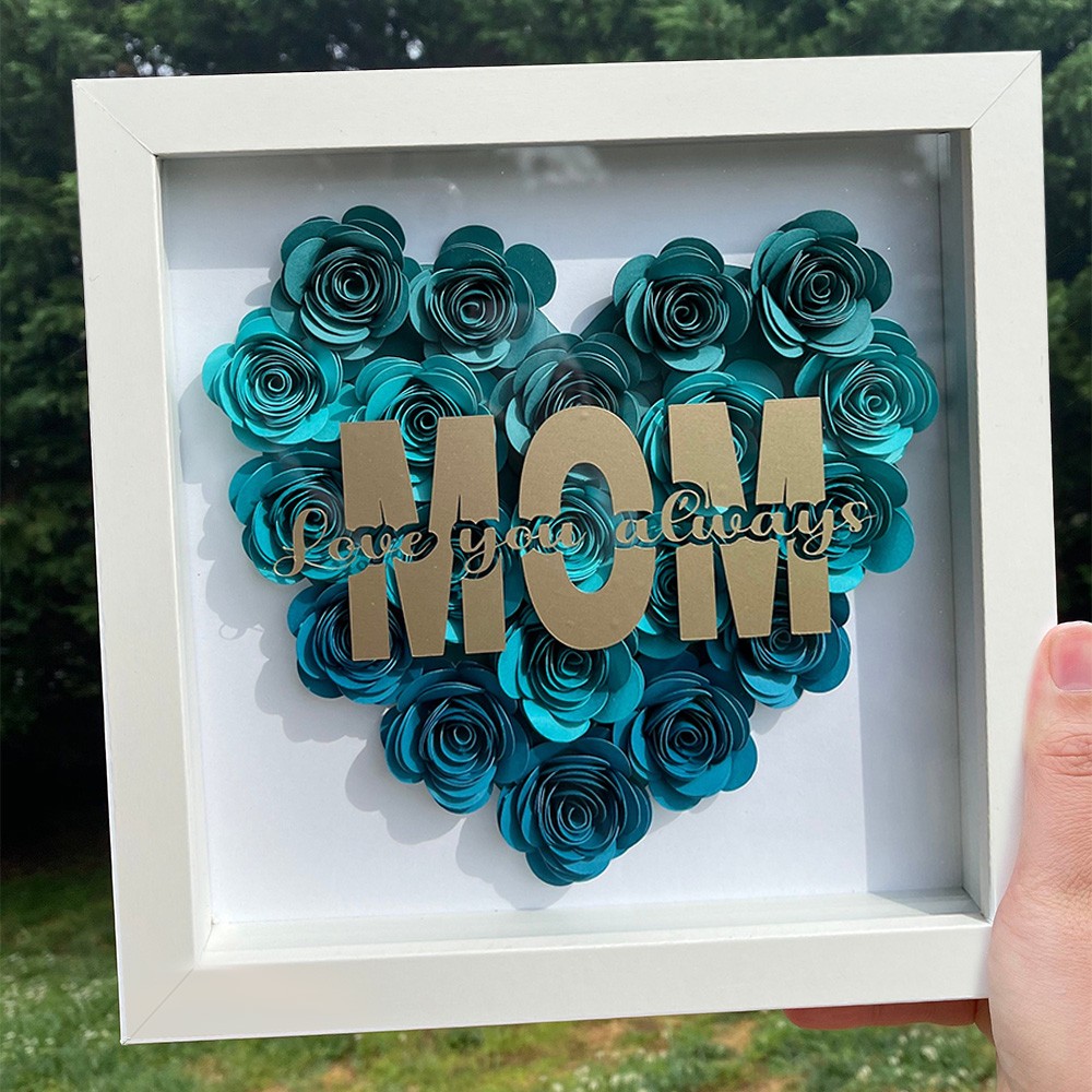 Custom Mum Heart Flower Shadow Box Gift Ideas for Mum Grandma New Mum Gift Family Gifts