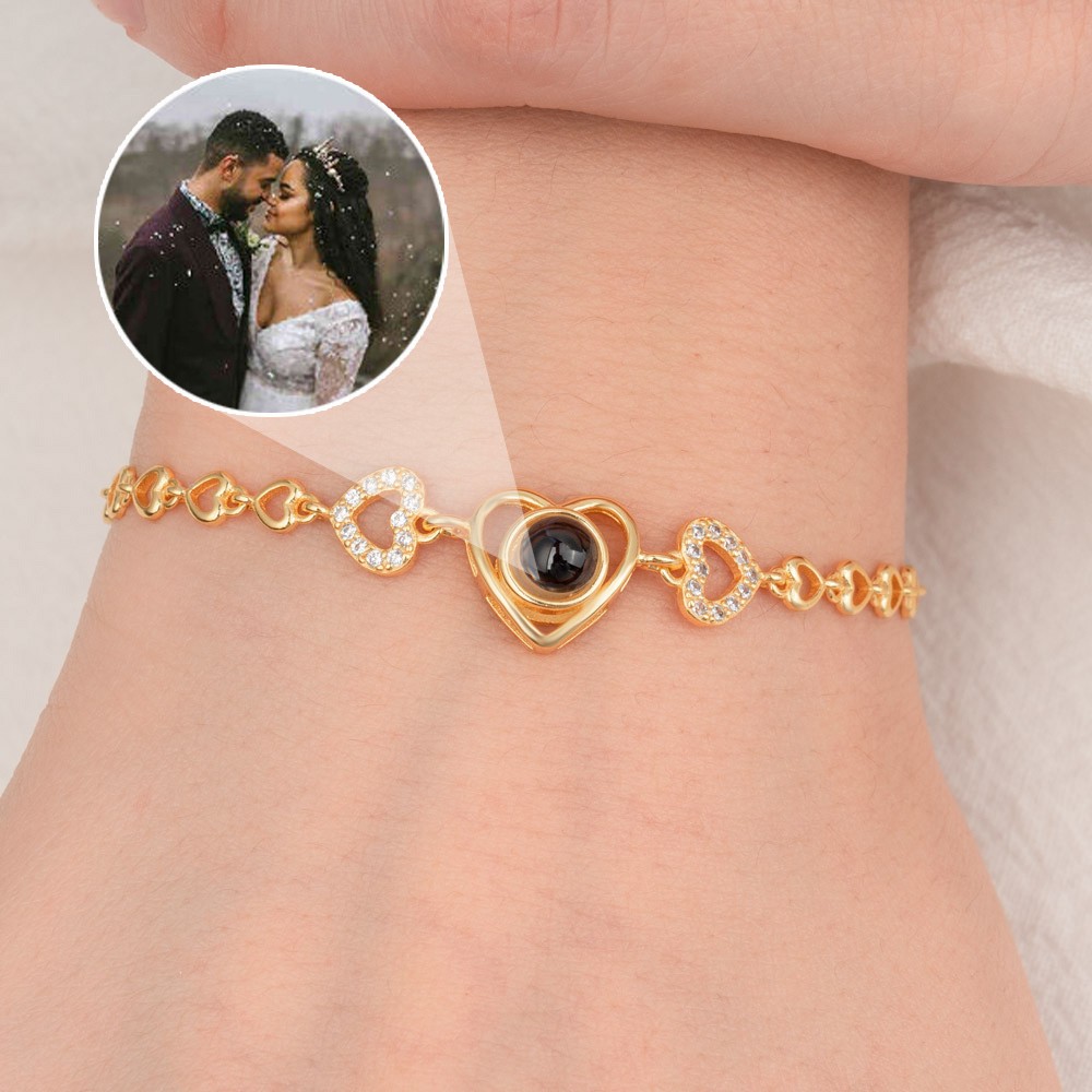 Personalised Photo Projection Bracelet with Photo Inside Birthday Anniversary Gifts For Wife Girlfriend Her