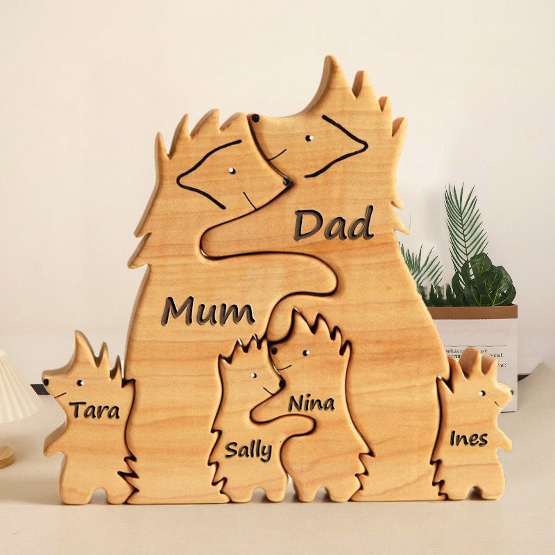 Wooden Hedgehog Family Puzzle Personalised Family Keepsake Gifts Anniversary GIfts Christmas Gift Ideas