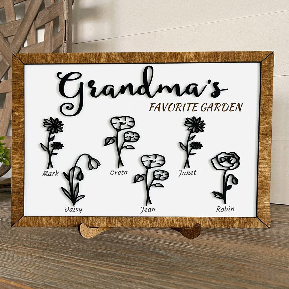 Custom Grandma's Garden Birth Month Flower Sign Gift Ideas for Mum Grandma Christmas Gifts for Her