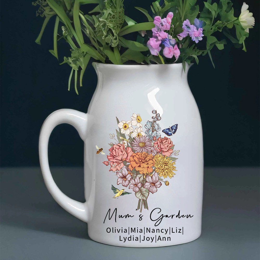 Personalised Mum's Garden Birth Flower Family Bouquet Vase Mother's Day Gift Ideas For Mum Grandma