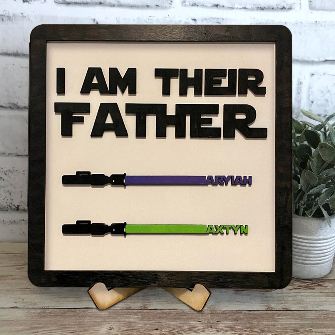 Personalised I Am Their Father Sign Name Frame Wooden Sign Board Father's Day Gift 