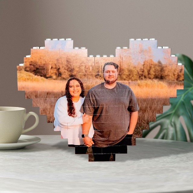Personalised Photo Building Block Anniversary Valentines Day's Gift For Couples Wife Him Her