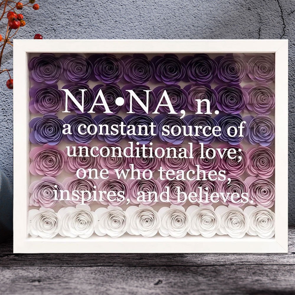 Personalised Grandma Nana Mum Flower Shadow Box Mother's Day Gift