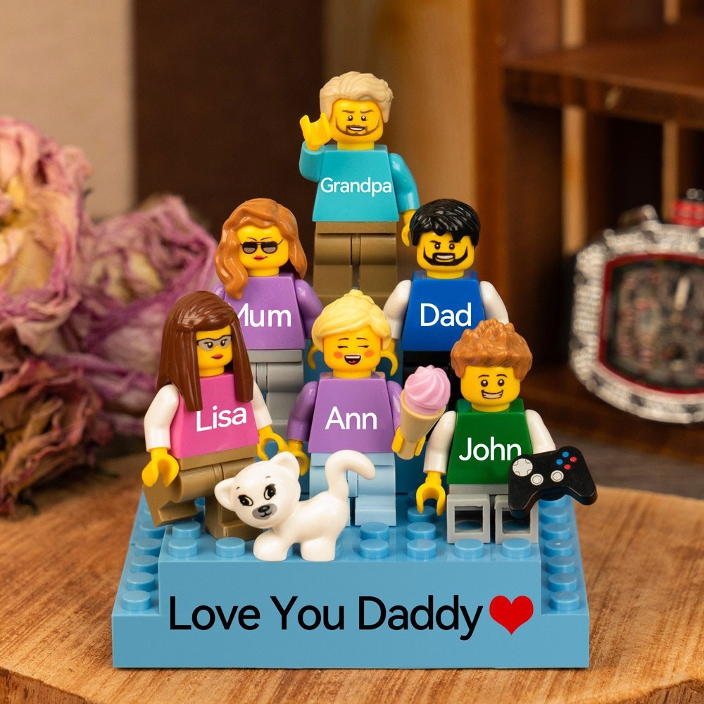 Personalised Family Tiny Figure with Brick For Father's Day Gift