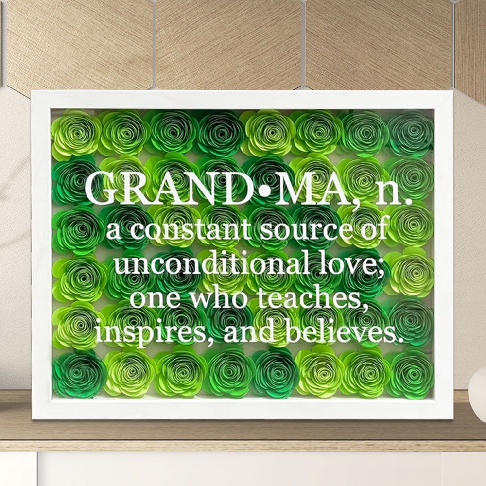 Personalised Grandma Nana Mum Flower Shadow Box Mother's Day Gift