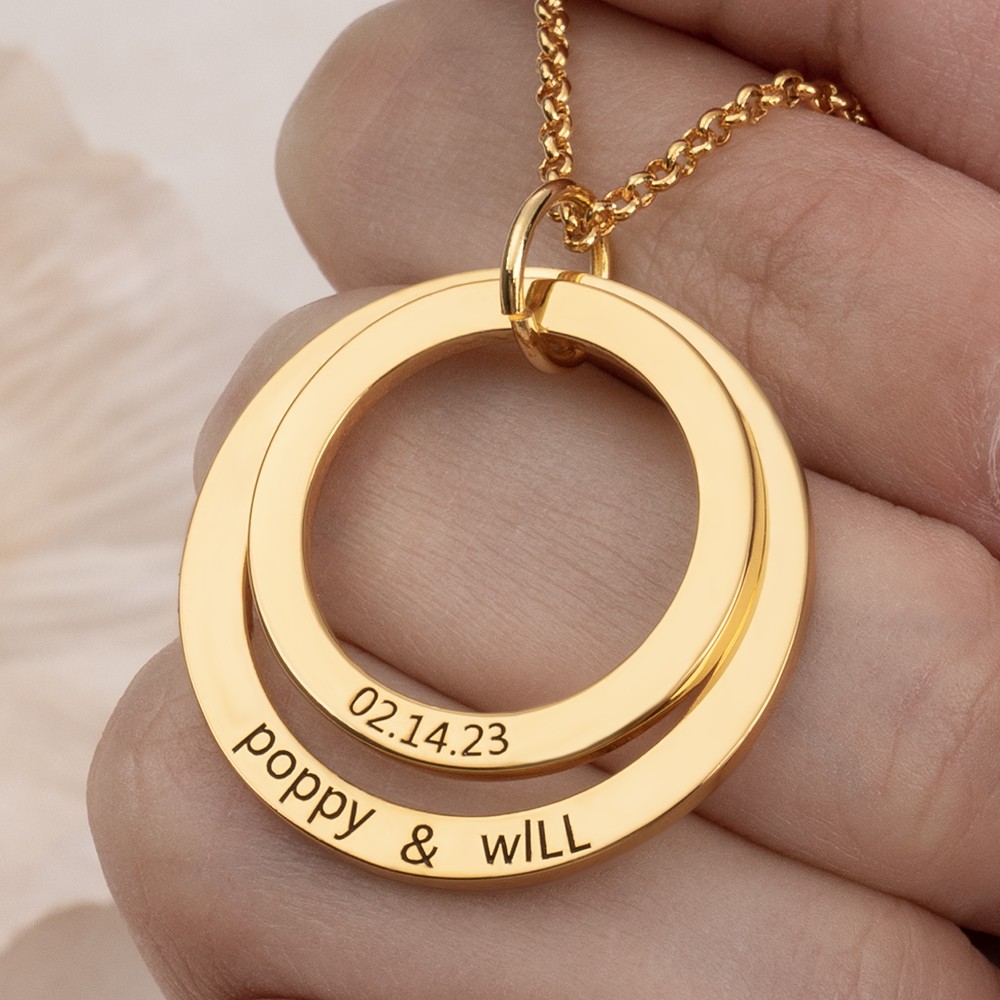 Personalised Double Disc Charms Name Necklace Gift Ideas for Soulmate Wedding Anniversary Gifts 