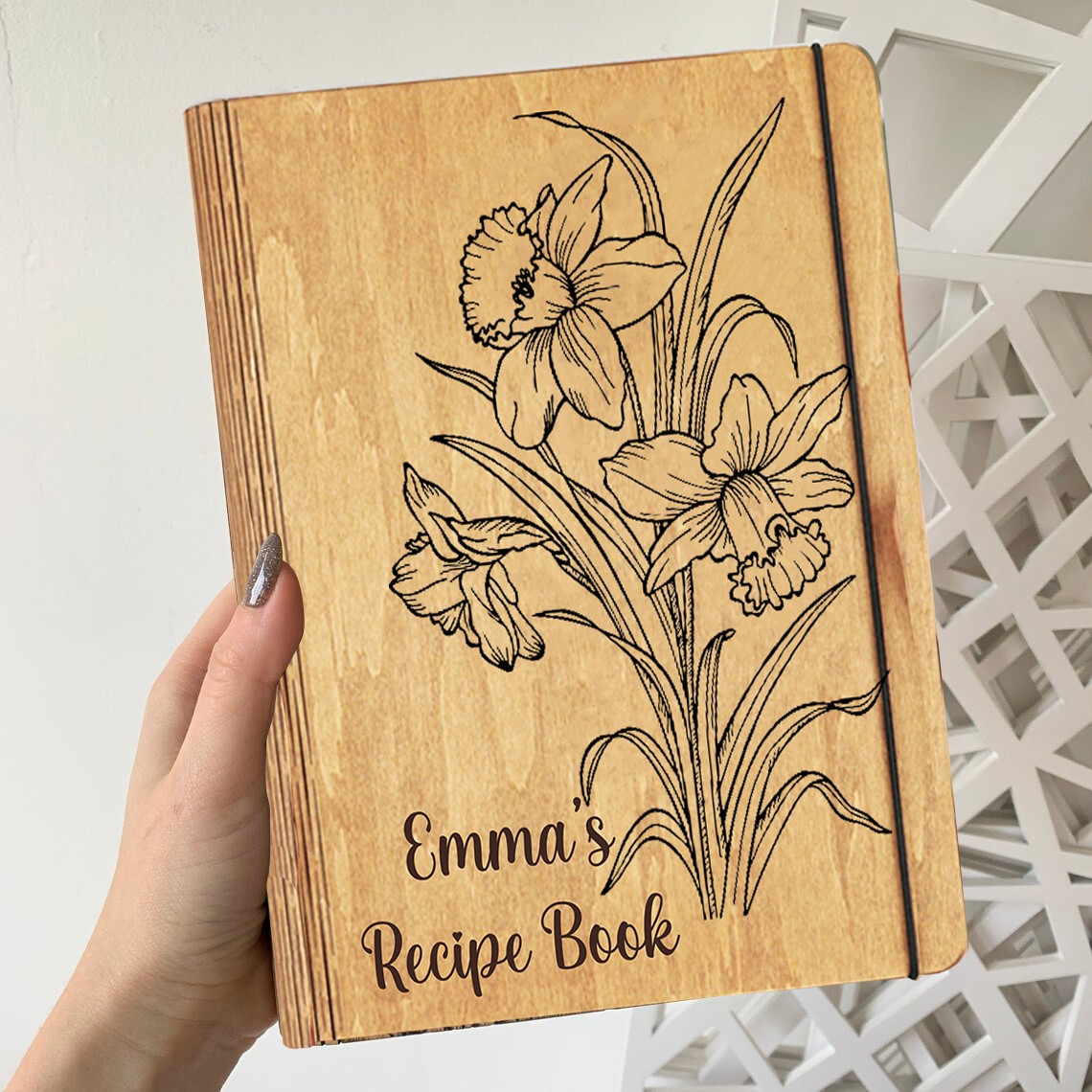 Personalised Family Wooden Recipe Book Gifts for Mum Grandma Wife Her