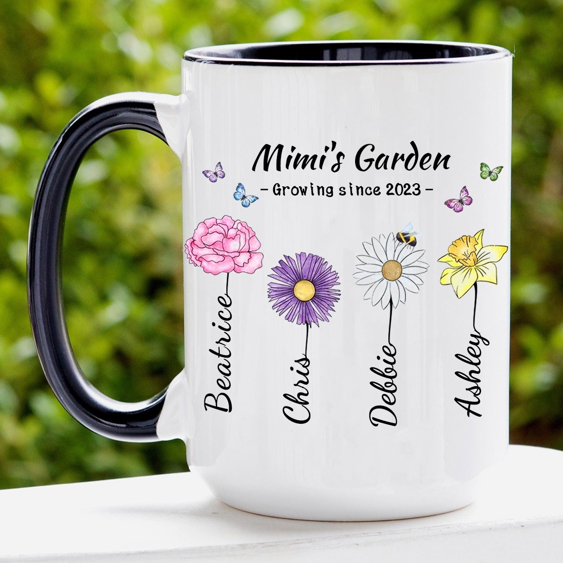 Mimi's Garden Personalised Birth Month Flower Mug with Kids Names Gifts for Mum Grandma Birthday Gifts